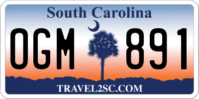 SC license plate OGM891