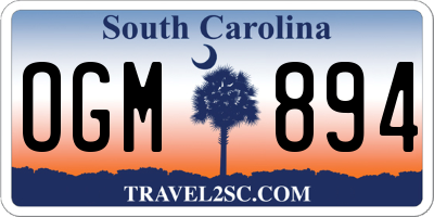 SC license plate OGM894