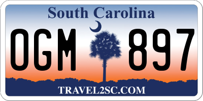 SC license plate OGM897