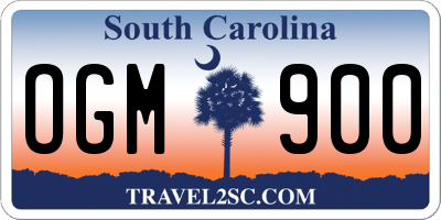 SC license plate OGM900