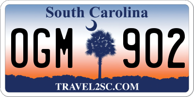 SC license plate OGM902
