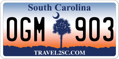 SC license plate OGM903