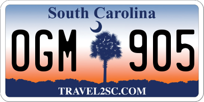 SC license plate OGM905