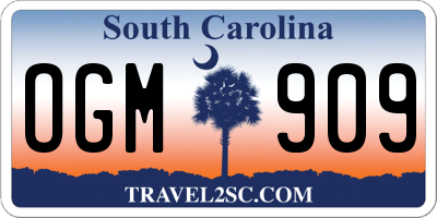 SC license plate OGM909