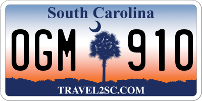 SC license plate OGM910