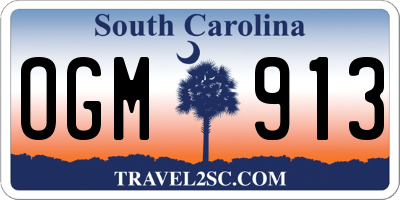SC license plate OGM913