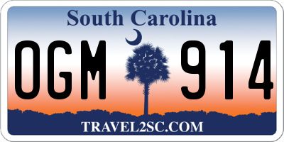 SC license plate OGM914
