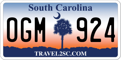 SC license plate OGM924