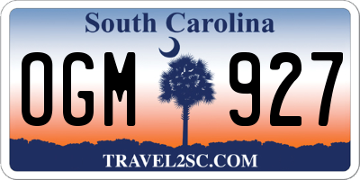 SC license plate OGM927