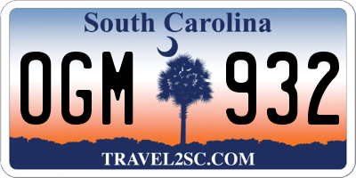 SC license plate OGM932