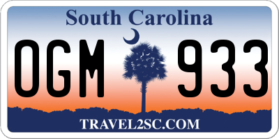 SC license plate OGM933