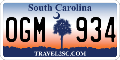 SC license plate OGM934