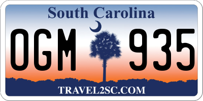SC license plate OGM935