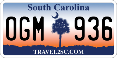 SC license plate OGM936