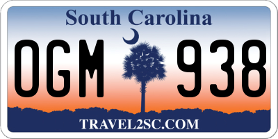 SC license plate OGM938