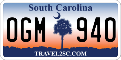 SC license plate OGM940
