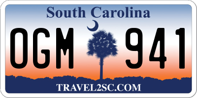 SC license plate OGM941