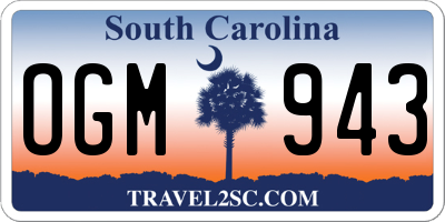 SC license plate OGM943