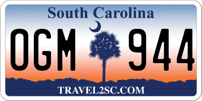SC license plate OGM944