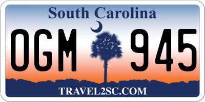 SC license plate OGM945