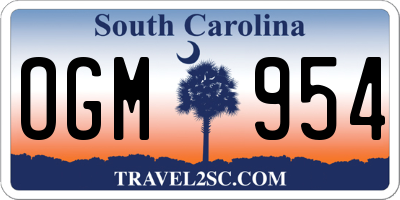 SC license plate OGM954