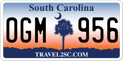SC license plate OGM956