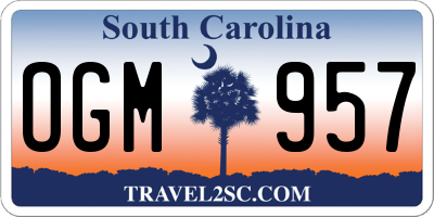 SC license plate OGM957