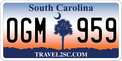 SC license plate OGM959