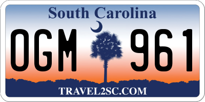 SC license plate OGM961