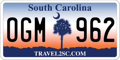 SC license plate OGM962