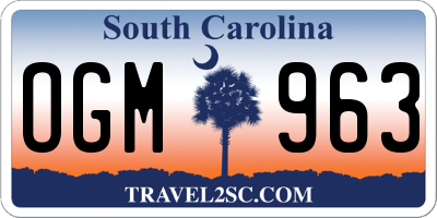 SC license plate OGM963