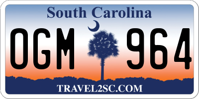 SC license plate OGM964