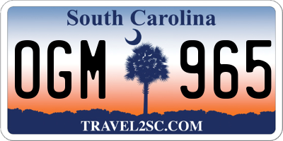 SC license plate OGM965