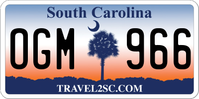 SC license plate OGM966