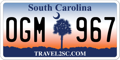 SC license plate OGM967