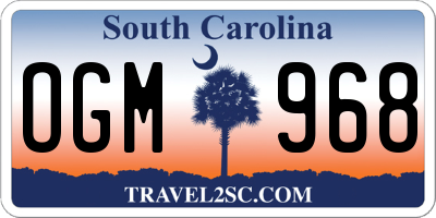 SC license plate OGM968
