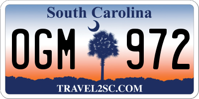 SC license plate OGM972