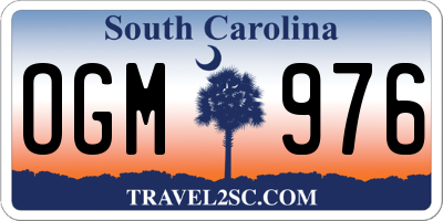 SC license plate OGM976