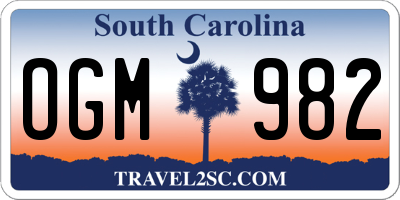 SC license plate OGM982