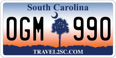 SC license plate OGM990