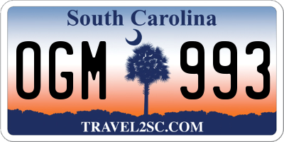 SC license plate OGM993