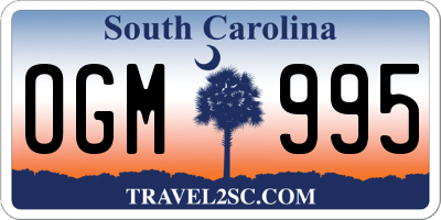 SC license plate OGM995