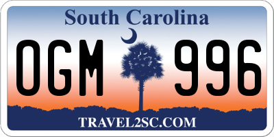 SC license plate OGM996