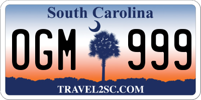 SC license plate OGM999