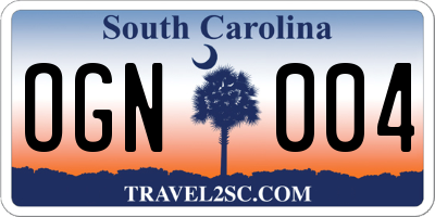 SC license plate OGN004