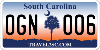 SC license plate OGN006