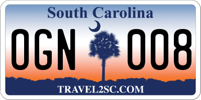 SC license plate OGN008