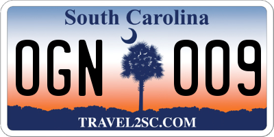 SC license plate OGN009