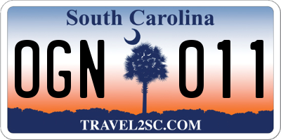 SC license plate OGN011