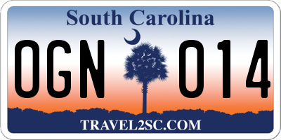 SC license plate OGN014